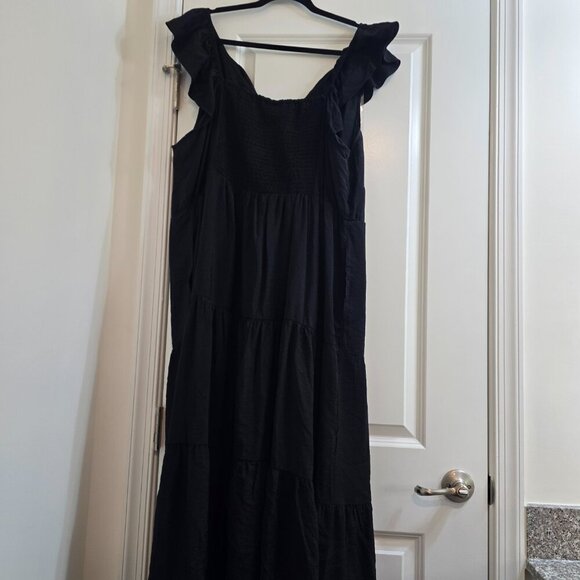 Women's Flutter Short Sleeve Maxi A-Line Dress - Ava & Viv - Black 2X - Picture 9 of 13